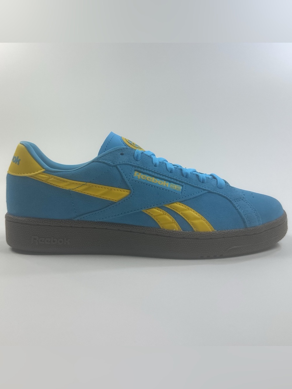 Reebok Club C Grounds UK Mens Blue Yellow Tennis Shoes Athletic Low 100228141